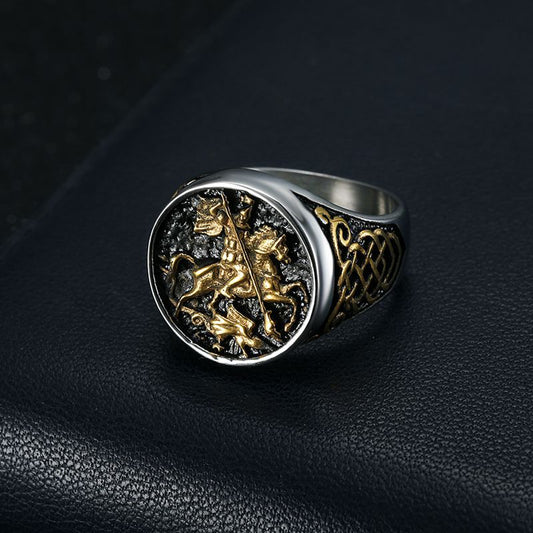 Men's Titanium Steel Vacuum Gold Plated St. Rings