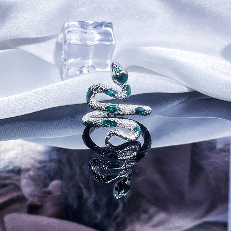 Texture Snake-shaped Drip Glazed Open Female Rings