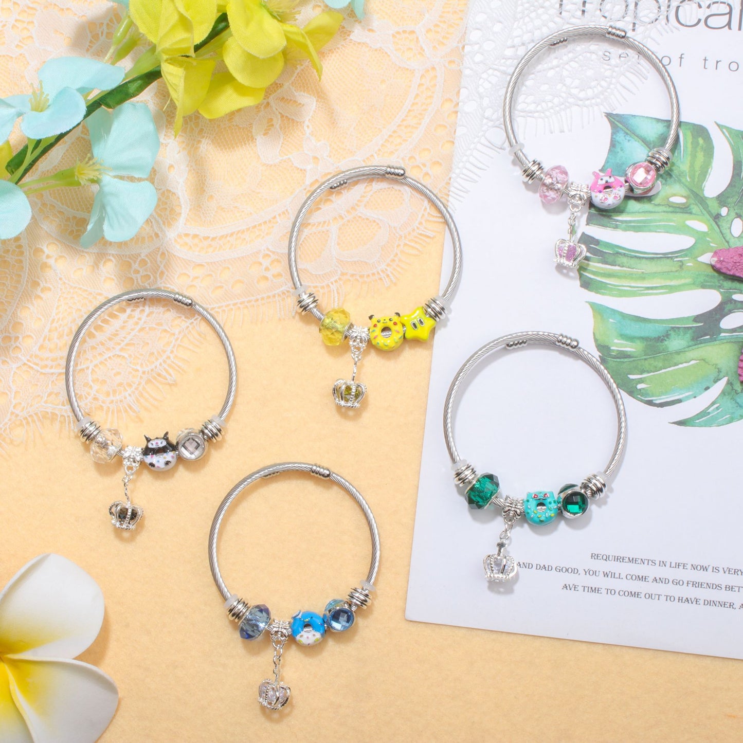 Cute Fresh Crown Beaded Fashion Beautiful Bracelets