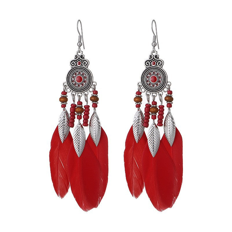 Women's Feather Tassel For Niche Personality Bohemian Earrings