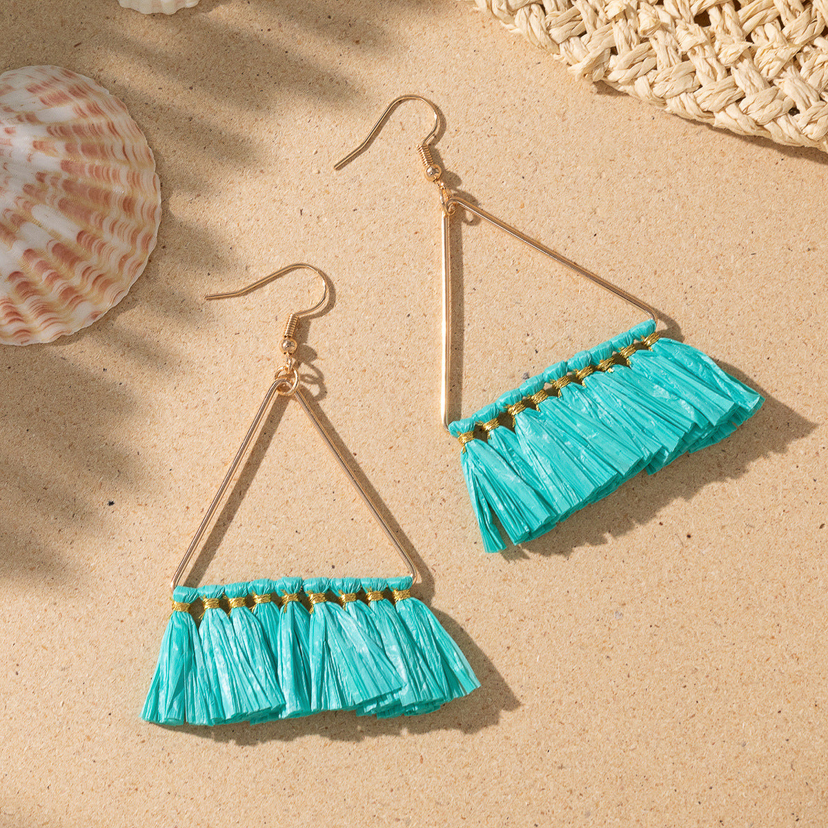 Women's Style Woven Raffia Design Sense Niche Earrings
