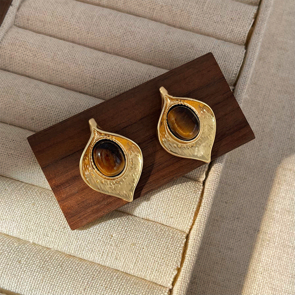 Women's Tigereye Niche Handmade French Entry Lux Earrings