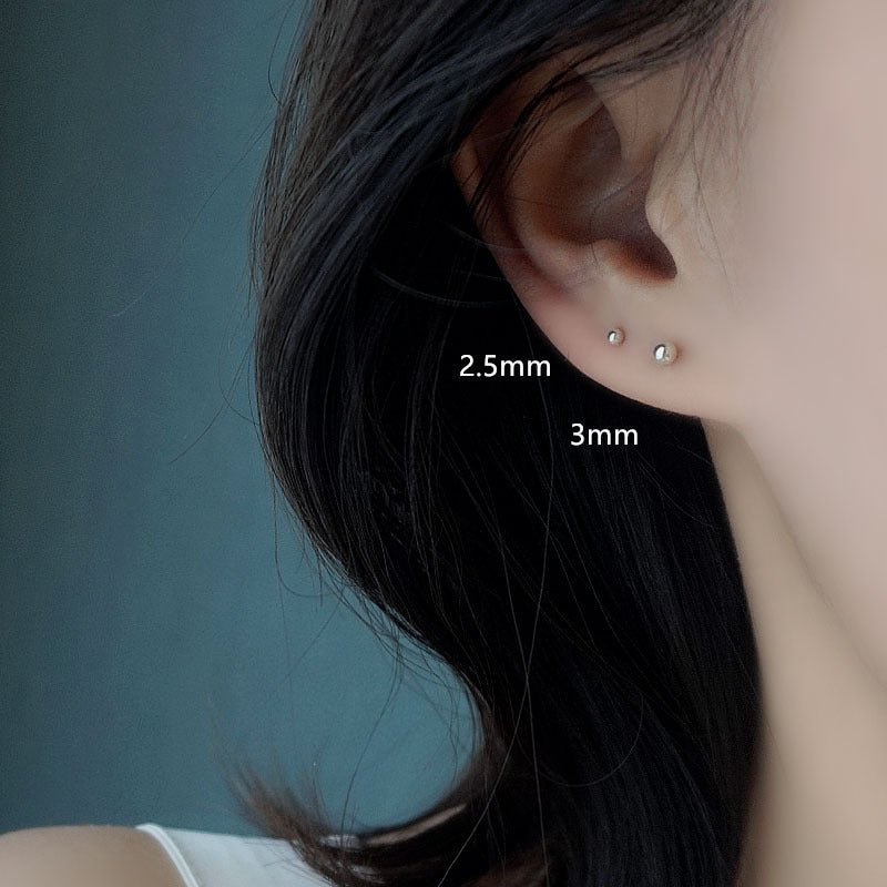 Women's & Men's Bean-shaped Sliver Beads Ball Ear Bar Earrings