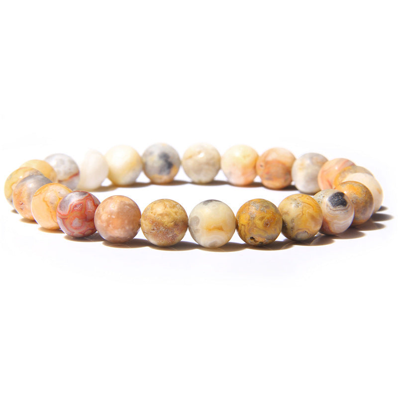Men's Natural Stone Beads White Turquoise Elastic Bracelets