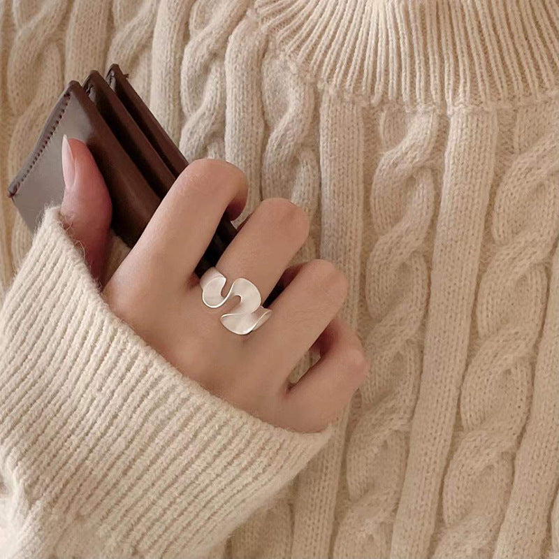 Women's Design Skirt Geometric Line Sier-plated Open Rings