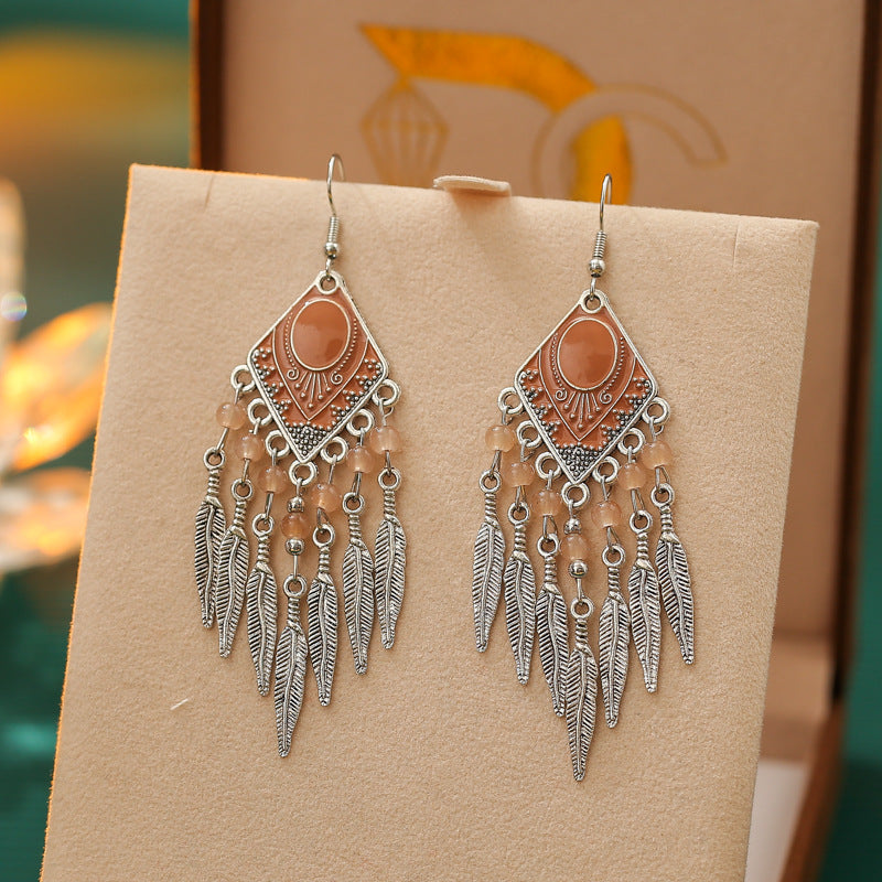 Diamond Alloy Leaf Ethnic Style Your Earrings