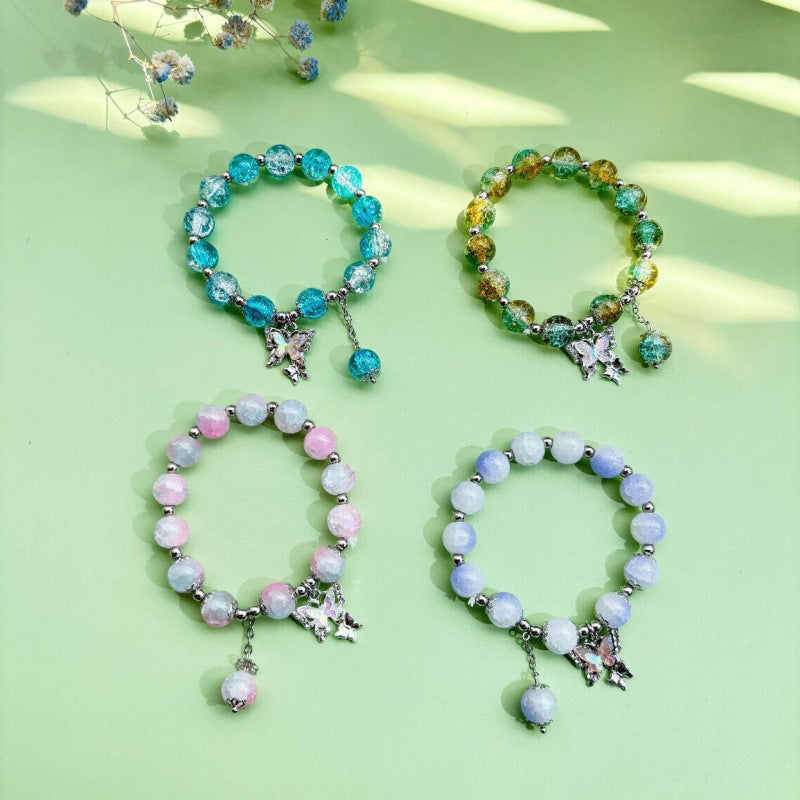 Beads Butterfly Sweet Glass Bead Elastic String Live Bracelets