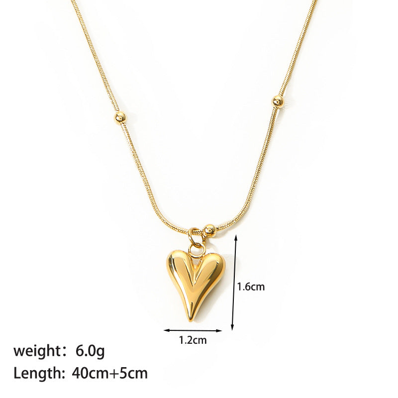 Women's Heart Minimalist Design Stainless Steel Glossy Necklaces