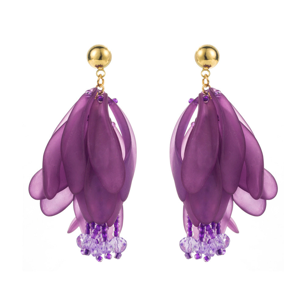 Women's Temperament Elegant Creative Fresh Resin Petal Earrings