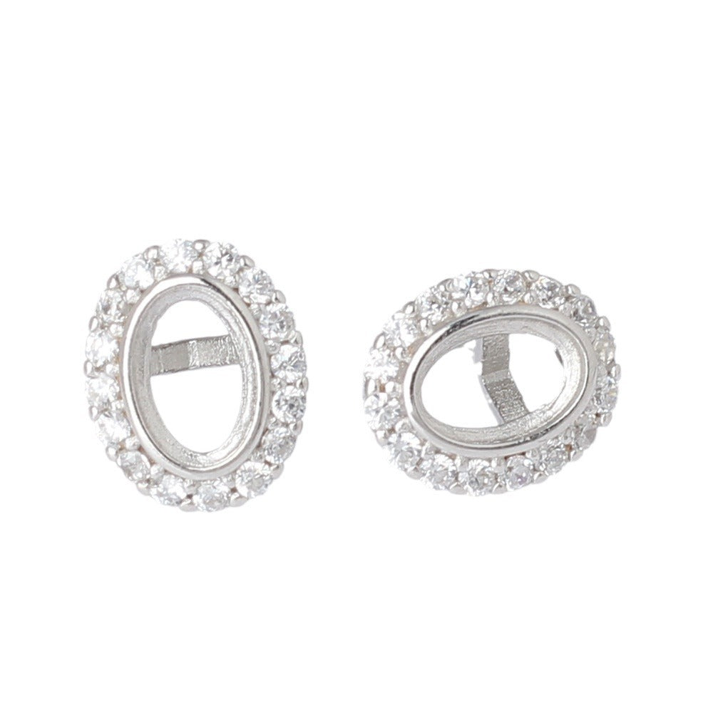 Holder Unset Accessories Buckle Copper Electroplating White Gold Color Earrings