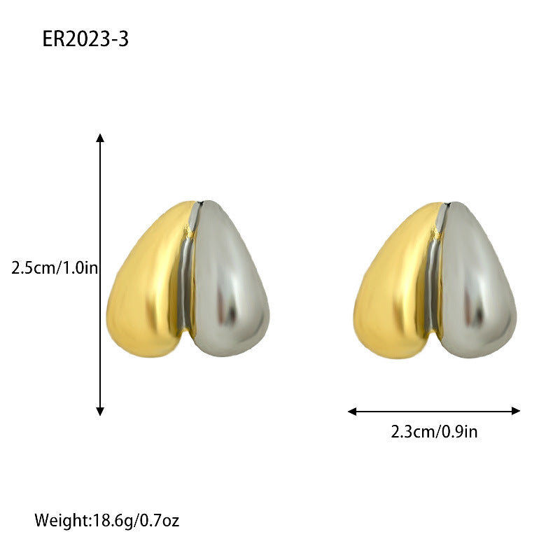 Gold Sier Color Matching Shell Heart-shaped Earrings