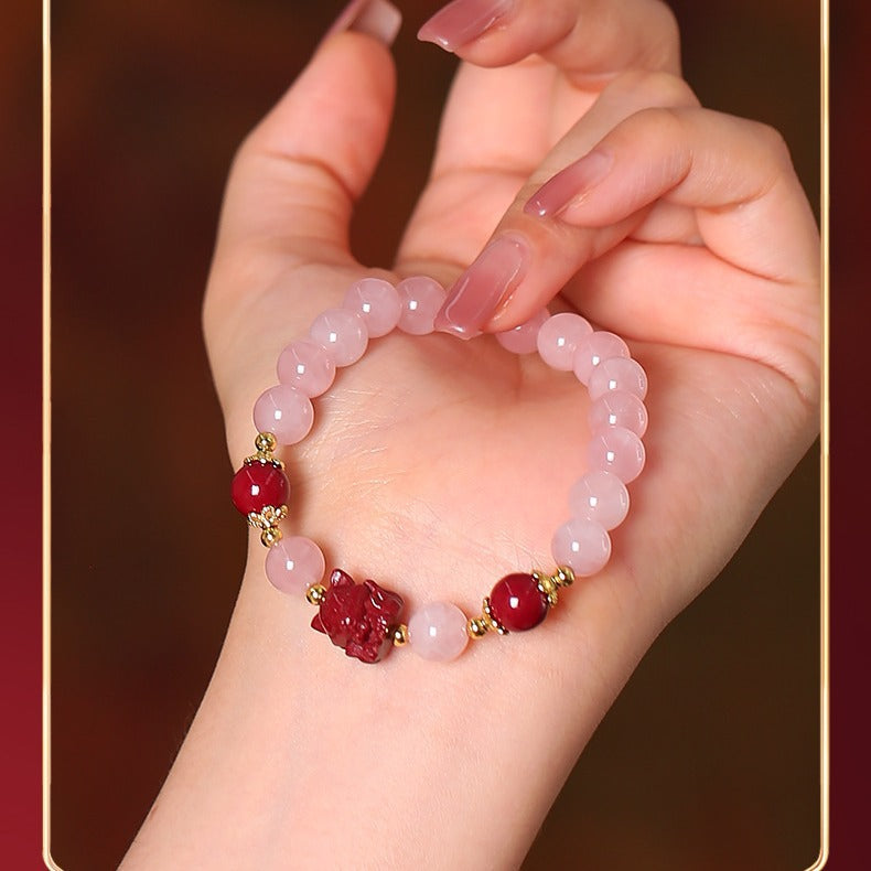 Tears Nine Tail Fox Horse Pink Crystal National Style Bracelets
