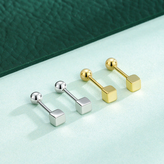 Square Screw Pin Ball Plug Tightening Earrings