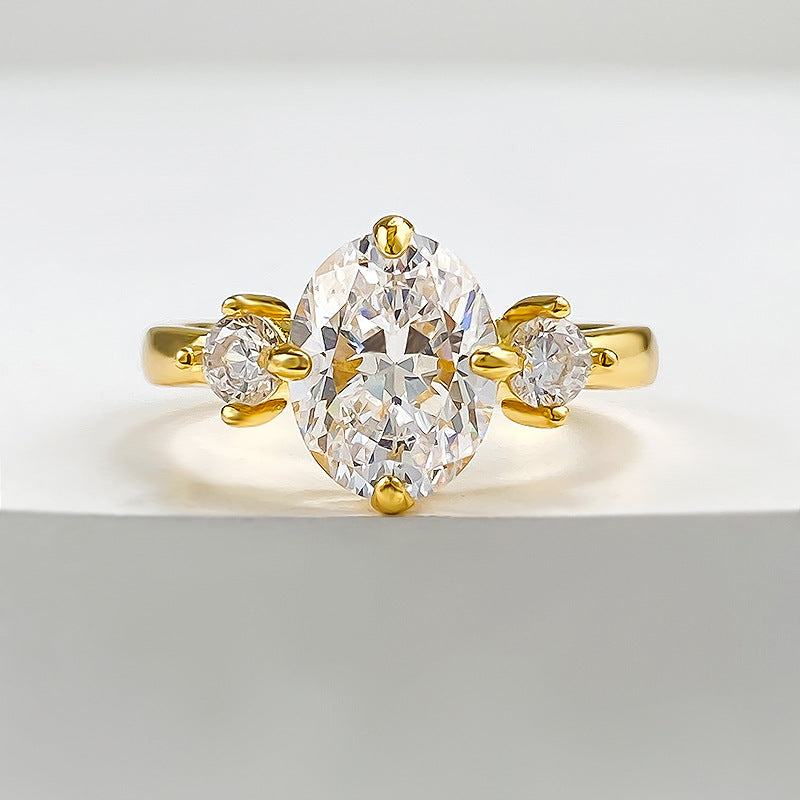 Women's Golden Balls Sier Gold-plated Oval High Rings