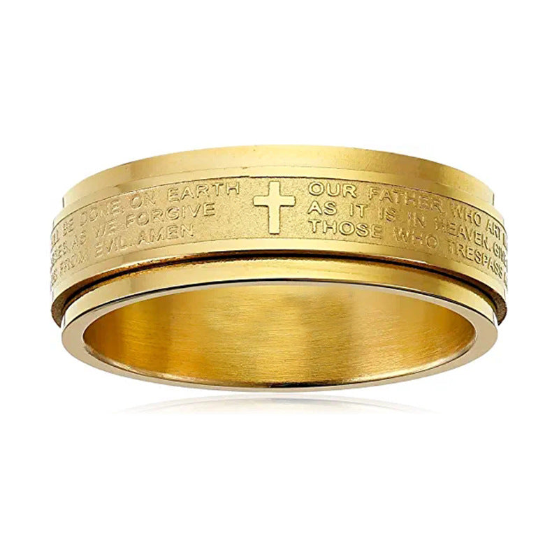 Inspirational Text Titanium Steel Rotatable Hand Rings