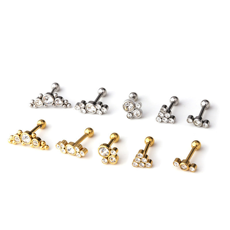 Stainless Steel Ear Bone Nail Popular Piercing Screw Twist Earrings
