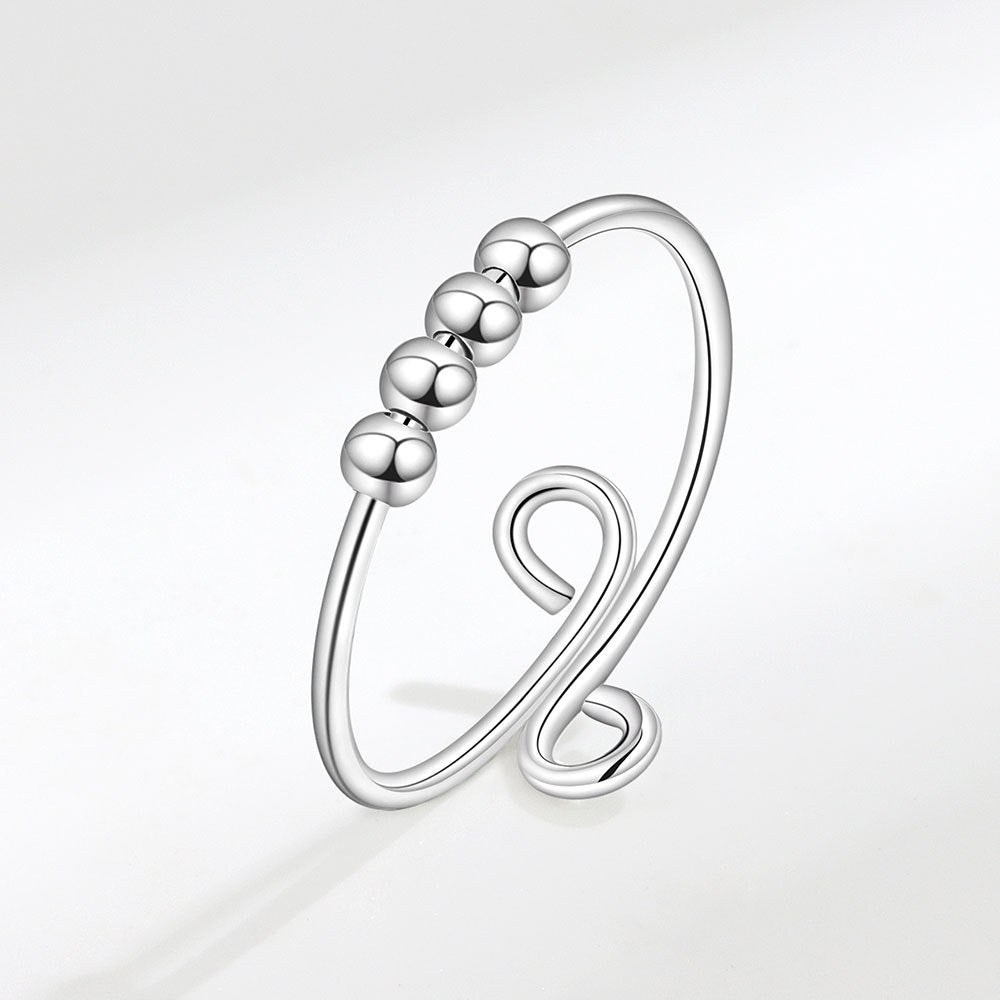 Women's Sterling Sier Rotatable Decompression Anxiety Adjustable Rings