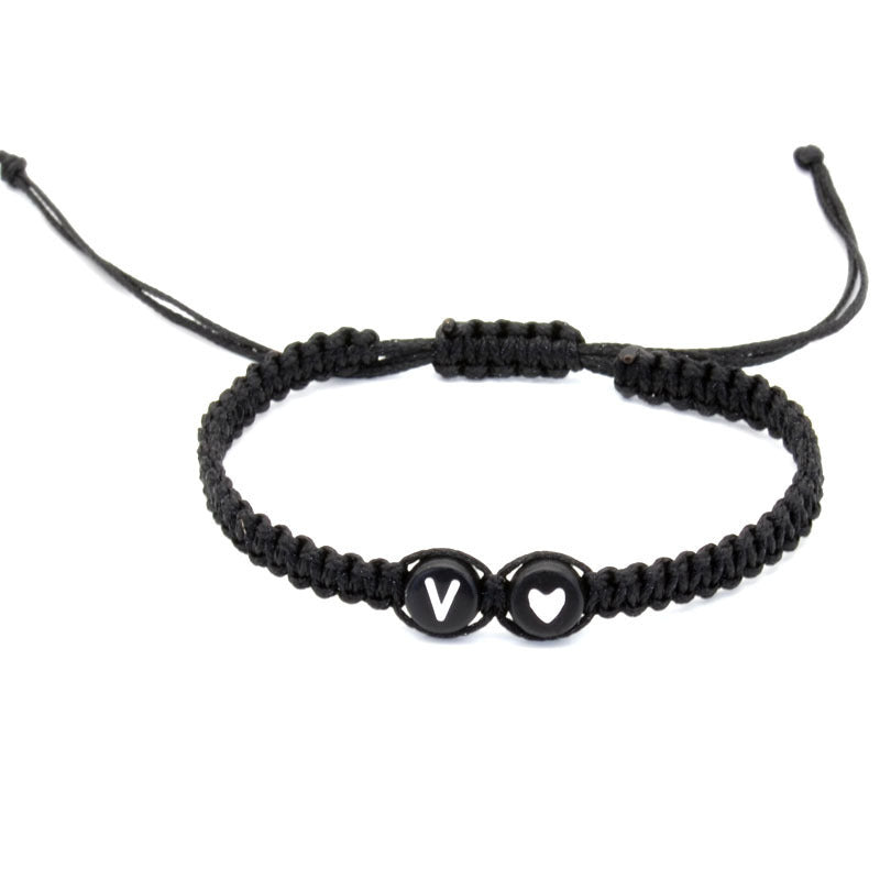 English Letters Love Heart Woven Friendship Bracelets
