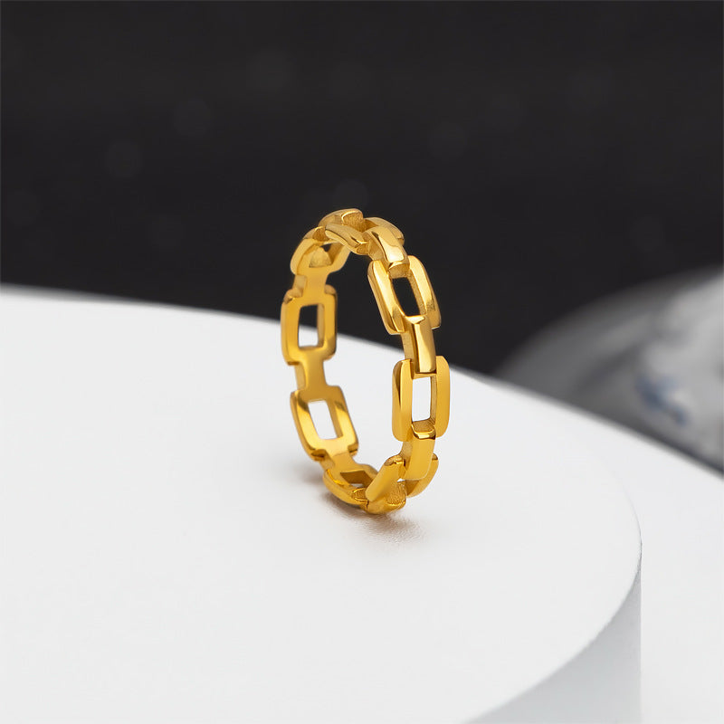 Simple Advanced Design Chain Gold-plated Hollow Rings