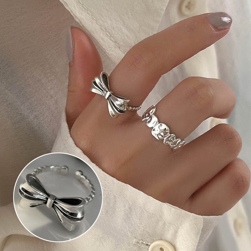 Butterfly Female Twin Elegant Personality Sier Rings