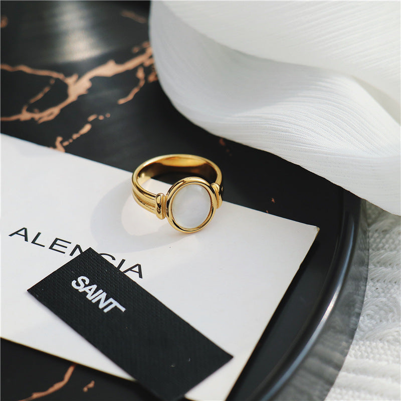 Fritillary Oval Personality Retro Titanium Steel Rings