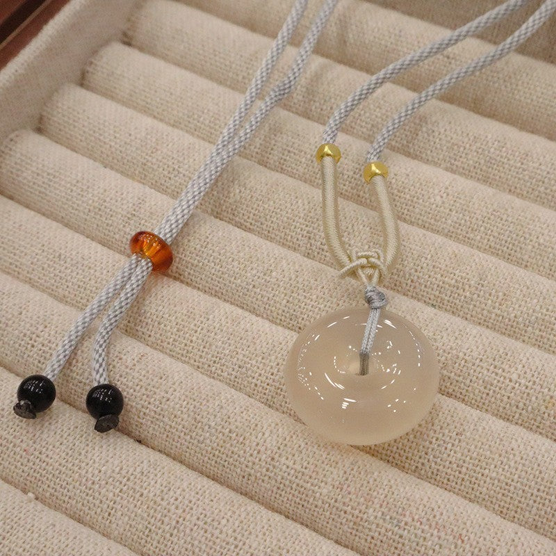 Buckle Chalcedony Fox Gourd Flower Moon Necklaces