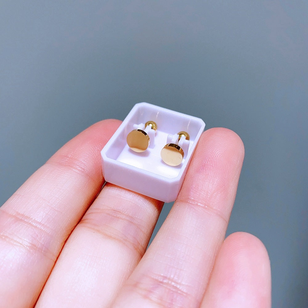 Basic Exquisite Small Glossy Metal Titanium Earrings