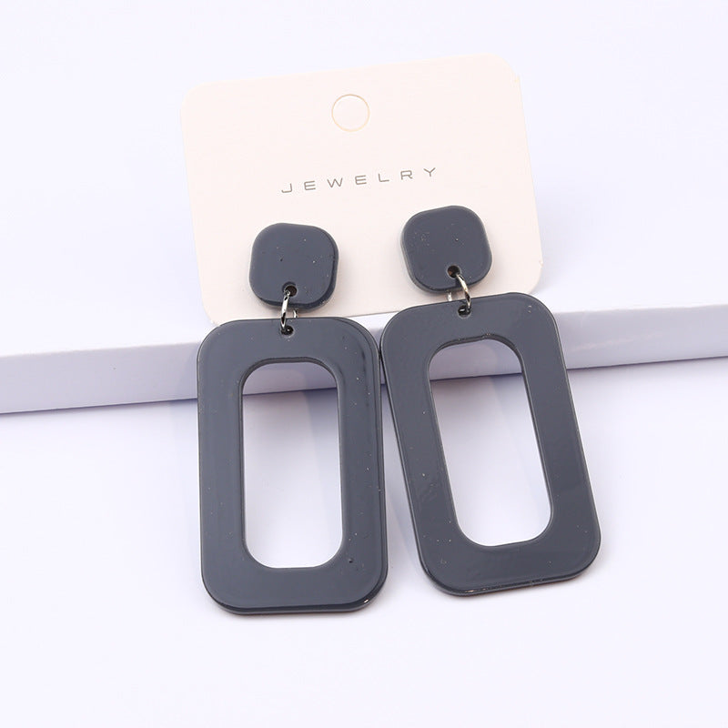 Women's Rectangular Hollow Ear Fashion Simple Personality Fluorescent Color Rings