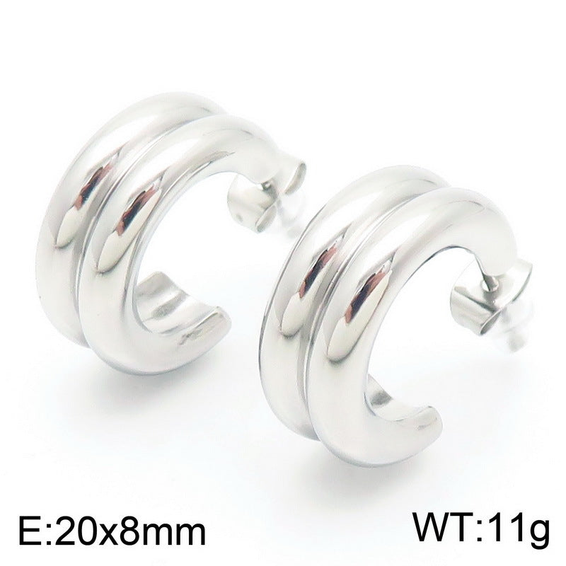 Two-tone Shaped Stainless Steel Commuting Fashion Earrings