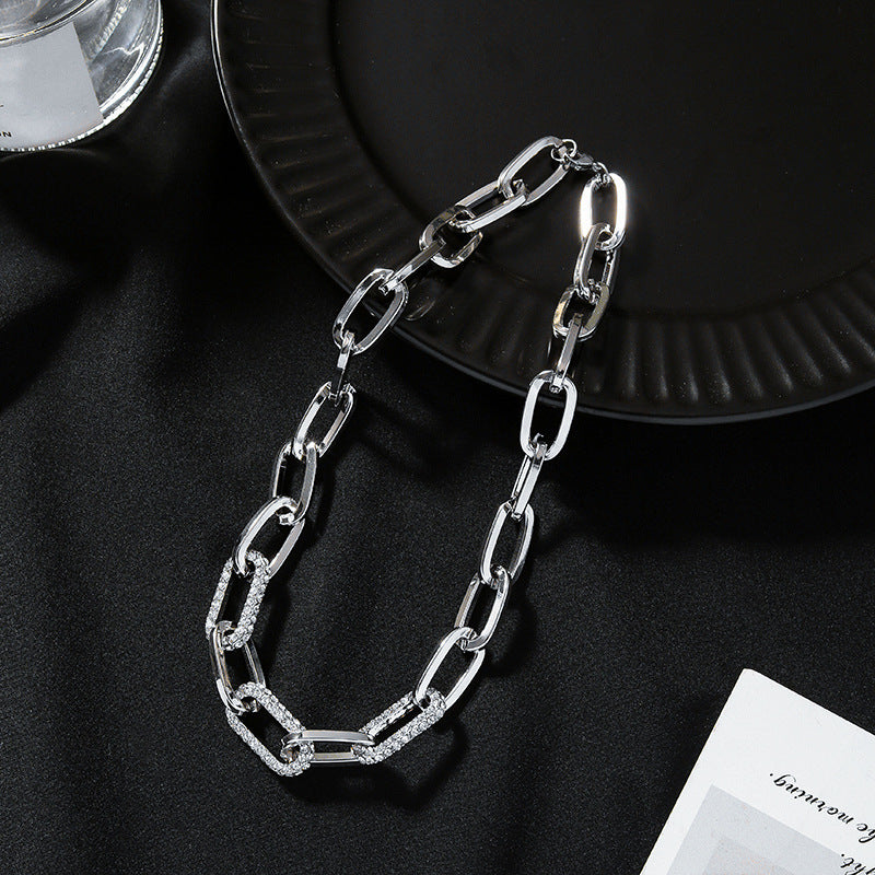 Women's Decorative Fashionable Short Clavicle Rhinestone Stitching Necklaces