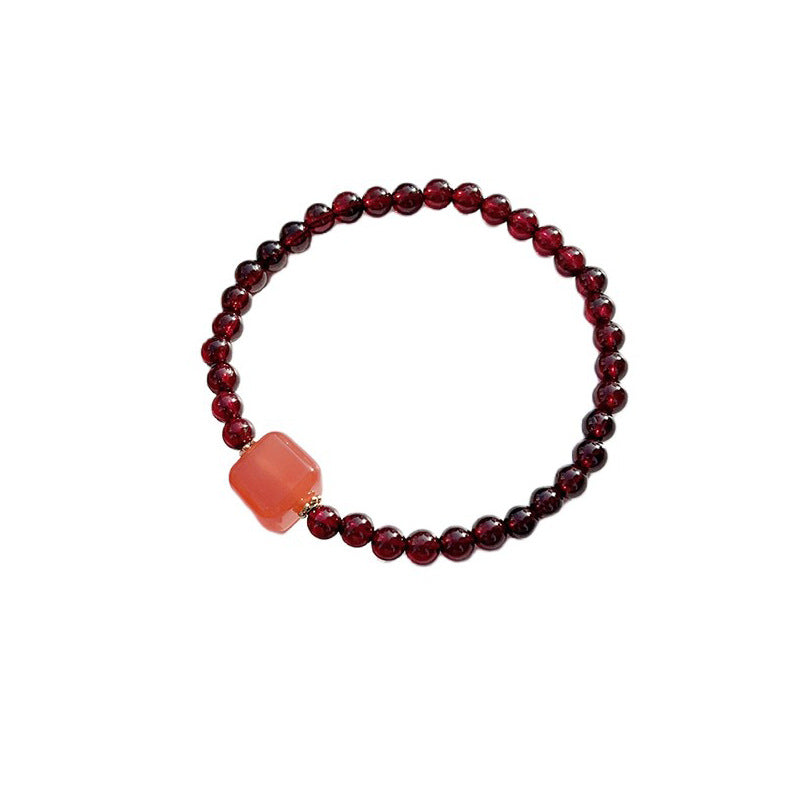 Women's Natural Garnet With Gourd Purse Crystal Bracelets