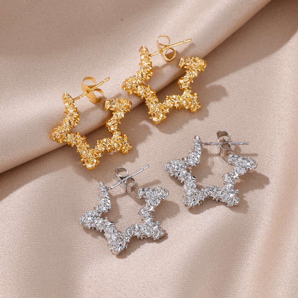 Polygon Mobius Strip Five-pointed Star Hollow Earrings