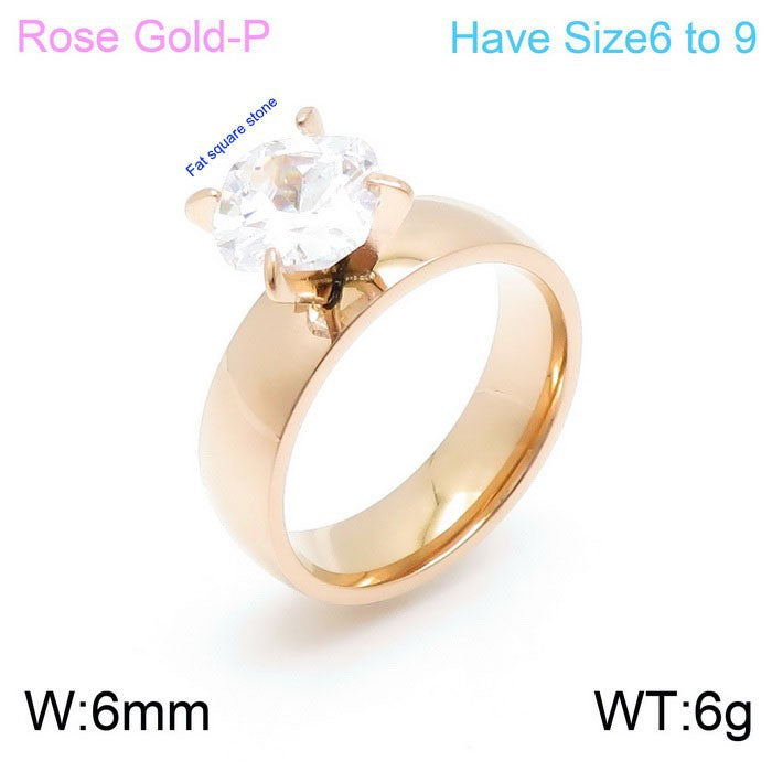 Jewelry Korean Titanium Steel Couple Simple Zircon Gold Plated Rings