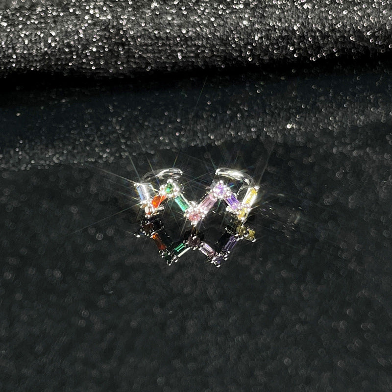 Colorful Crystals Zircon Light Luxury Open Female Design Rings