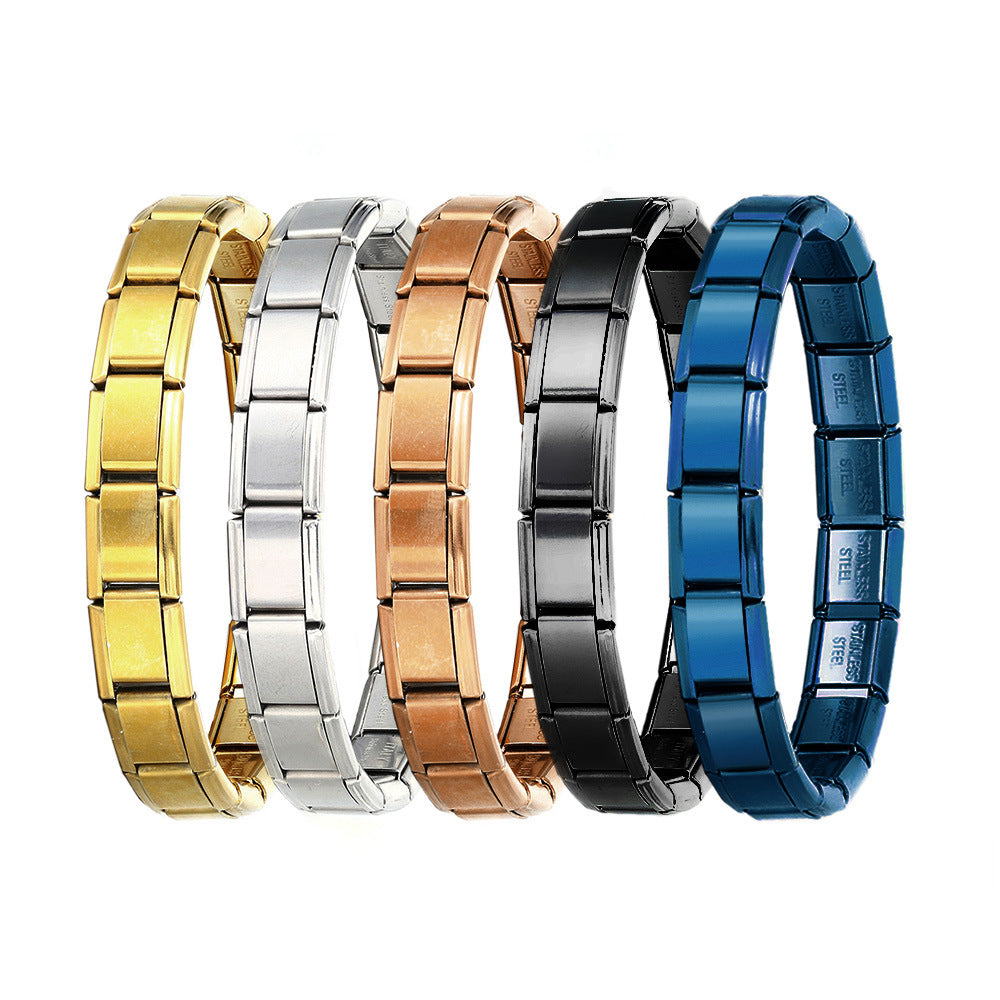 Vacuum Real Gold Plating Italian Module Square Bracelets
