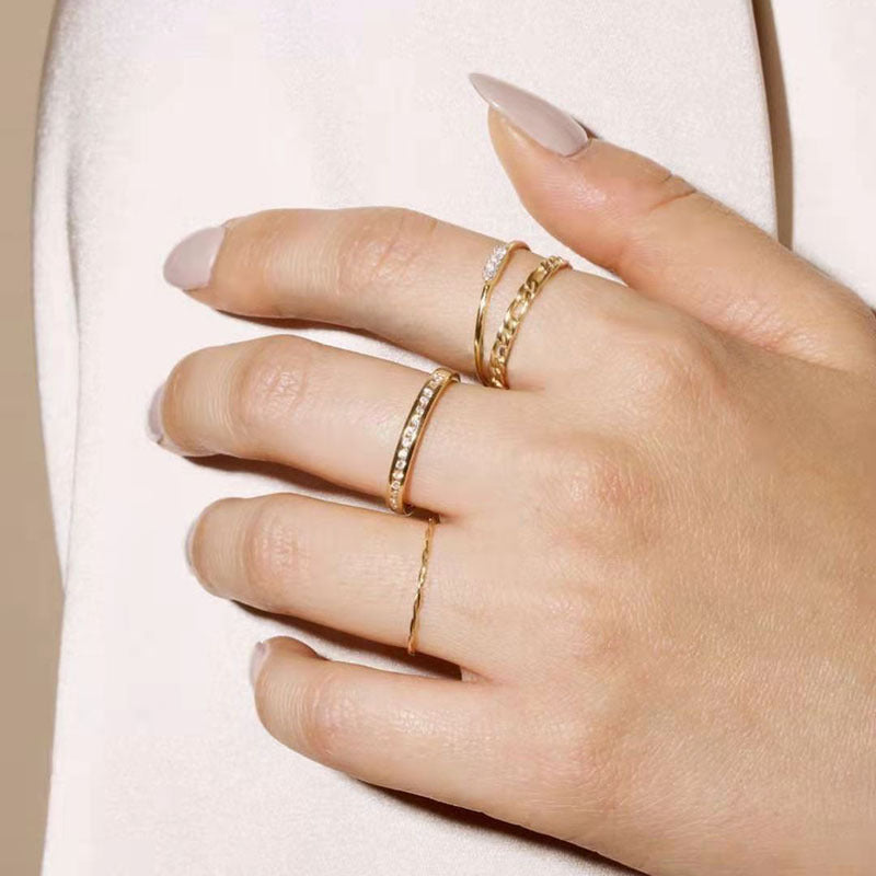 Women's Gold Simple Tiny Twist Delicate Titanium Bracelets