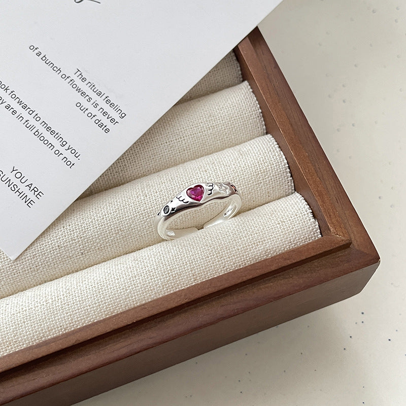 Women's Colorful Heart-shaped Zircon Style Combination Niche High Rings