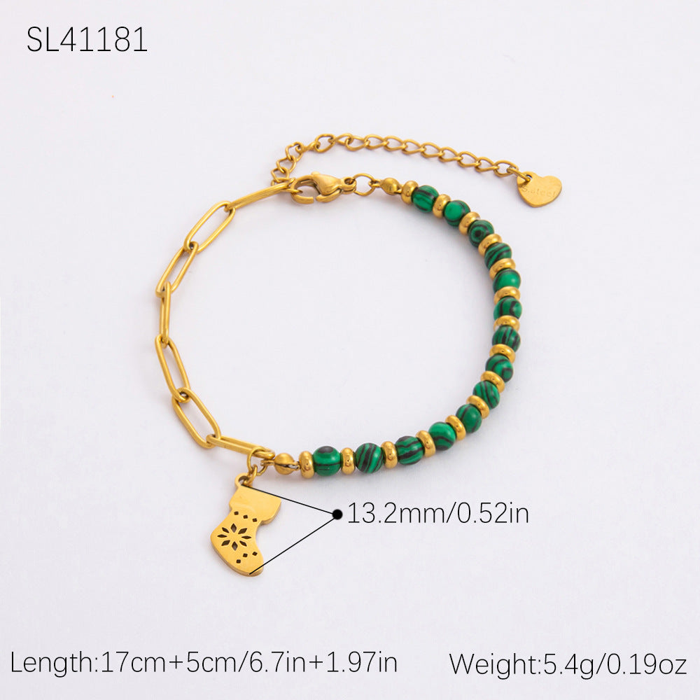 Gold Stainless Steel Christmas Elderly Snowman Necklaces