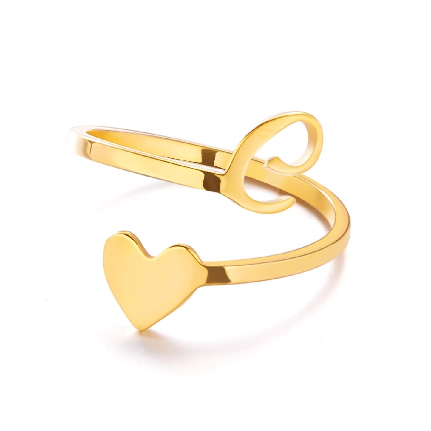 Letter Stainless Steel Open Three-dimensional Love Rings