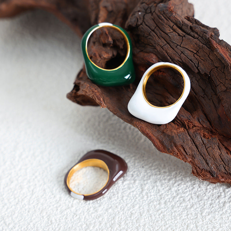 Retro Round Morandi Color Fresh Simple Rings