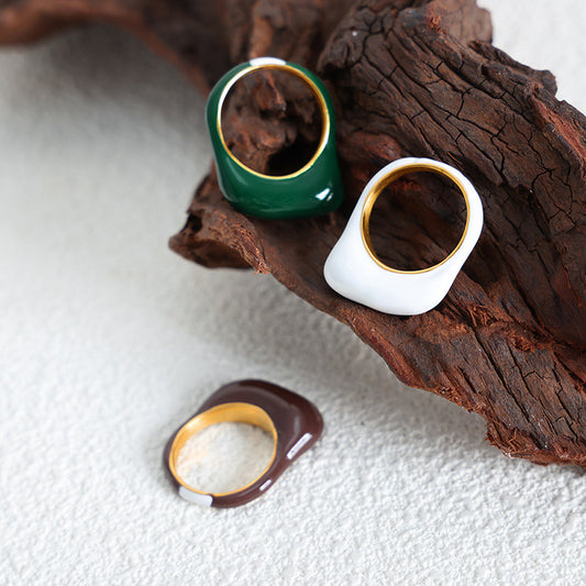 Retro Round Morandi Color Fresh Simple Rings
