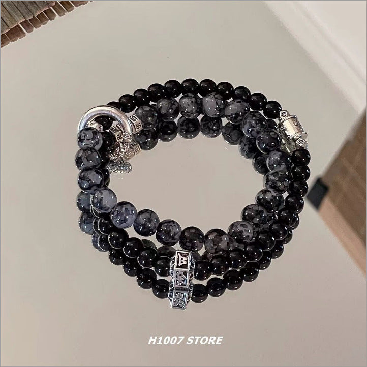 Women's & Men's Retro Black Beaded Light Luxury Minority Bracelets