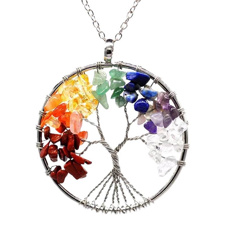 Lucky Tree Colorful Natural Gravel Winding Necklaces