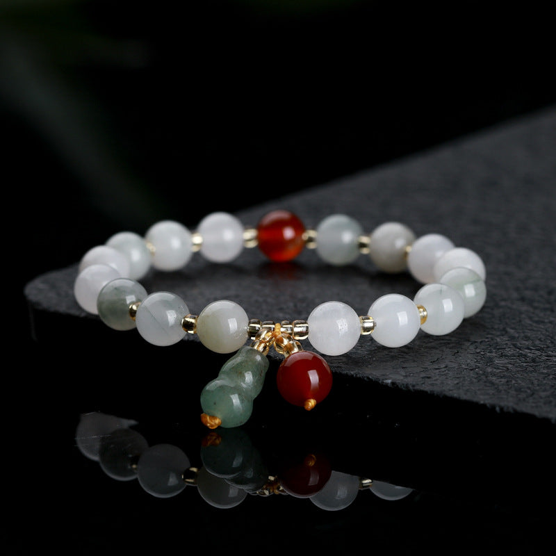 Women's Natural Jade Safety Buckle Colored Beaded Bracelets