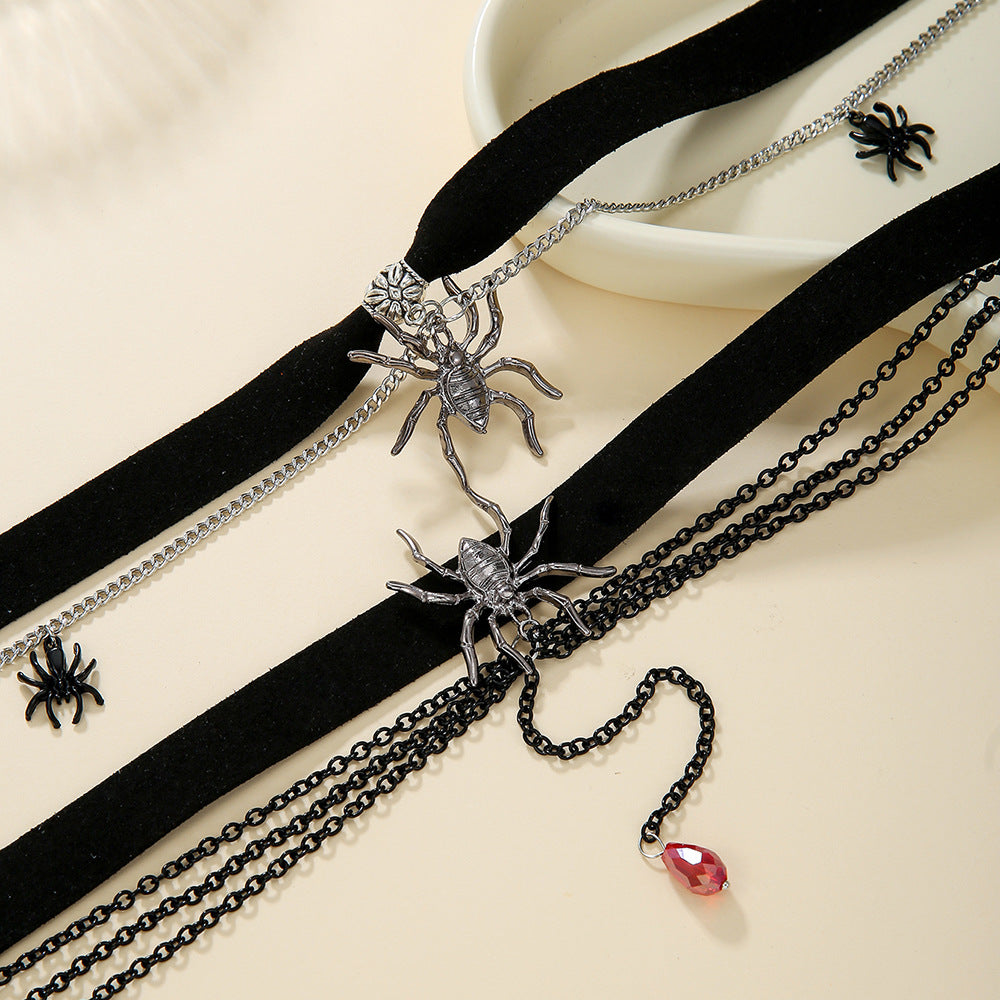 Ornaments Sweet Cool Style Ruby Spider Necklaces