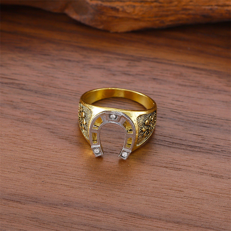 Fashion Personalized Carved Horseshoe Niche Creative Rings