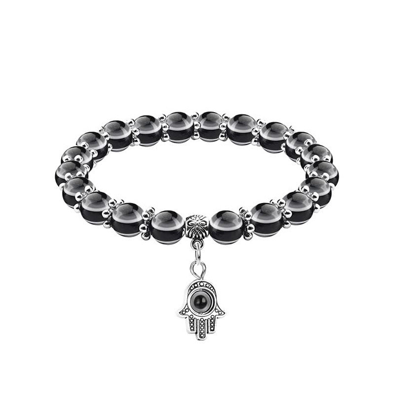 Fatima Palm Beaded Resin Glaze Blue Bracelets