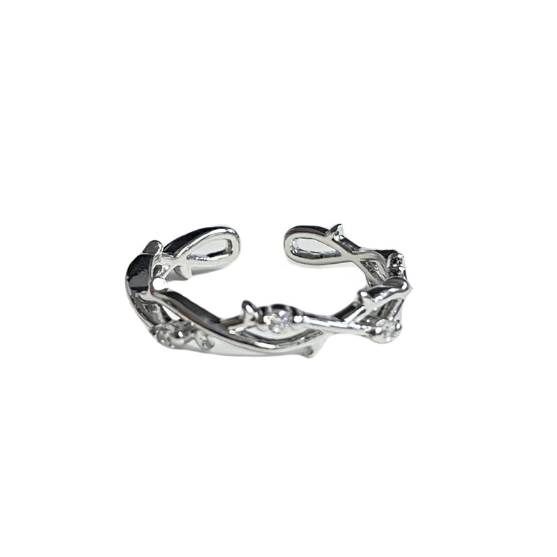 Exquisite Small Simple Inlaid Open-end Zircon Female Rings