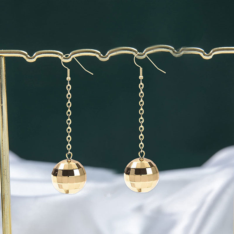 Punk Disco Ball Glossy Ear Hook Fashion Lady Earrings