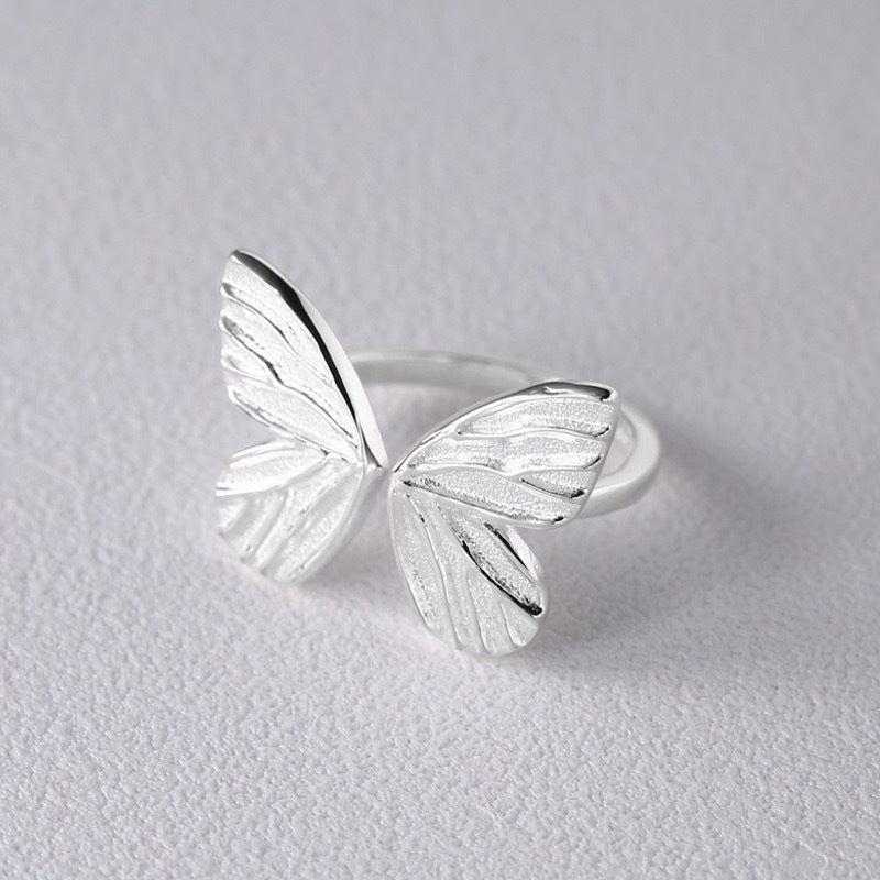 Butterfly Female Twin Elegant Personality Sier Rings